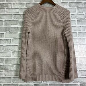 RLabel Neutral Light Beige Brown Mock Neck Pullover Quiet Luxury Knit Sweater XS